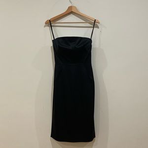 L’Agence Black Strapless Midi Cocktail Dress
